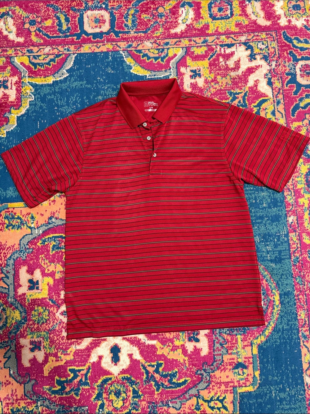 PGA Tour men’s large Striped Polo red